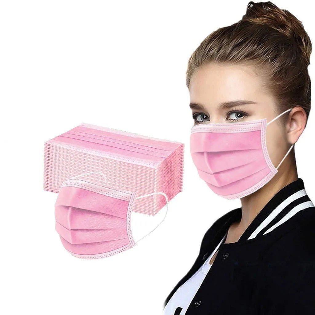 50pcs Women Man Solid Disposable Face Mask 3ply Ear Loop Anti-Pm2.5 Mask Fan Purple Disposable Mask Dustproof And Aesthetically