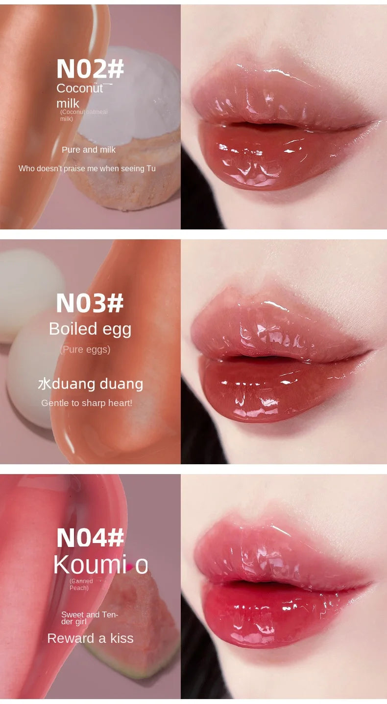 FLORTTE Glow Lip Glaze First Kiss Dew Vitamin Long-Lasting Lip Gloss Lipstick Make Up Mirror Lipgloss