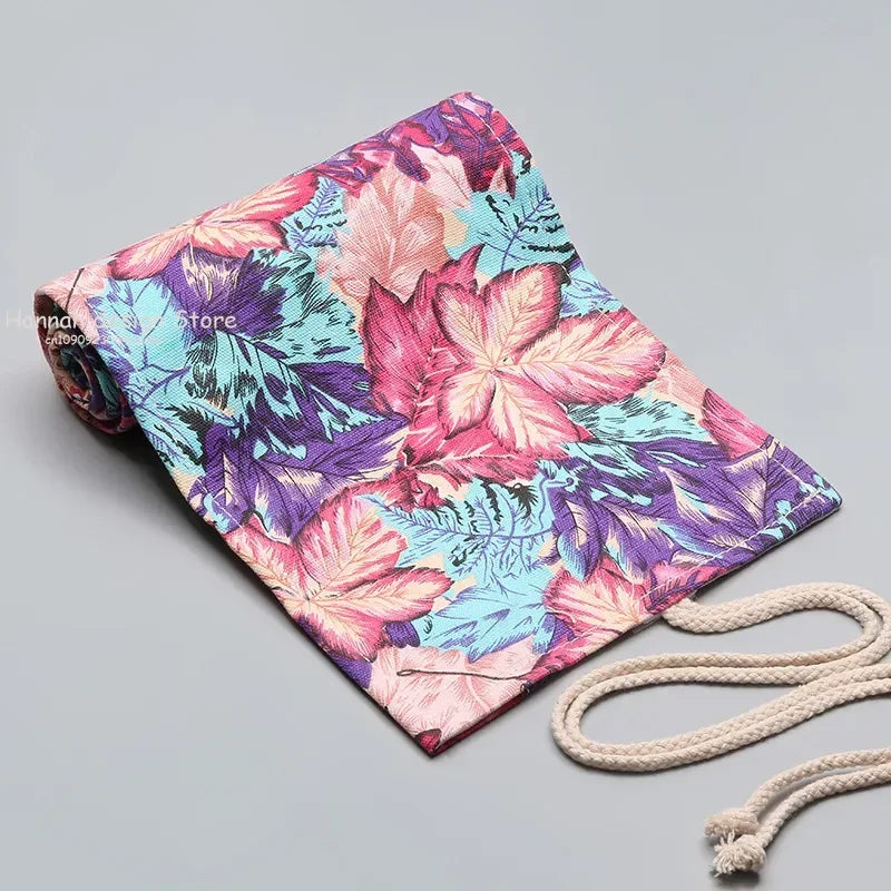 12/36/72 Holes Crayon Bag Pencil Case Japanese Stationery Pencil Make Up Storage Bag Pencil Roll for School Supplies