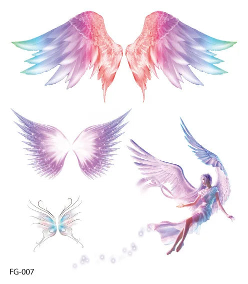 Purple Fairy Butterfly Tattoo Stickers Waterproof Eyes Face Stickers Glitters Body Art Fake Tattoos Dance Music Festival Make Up