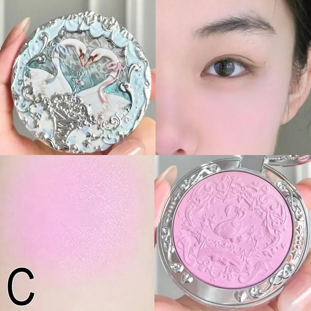 Flower Knows  Embossed Blush Fine Powder Makeup Smooth Long-Lasting Blusher Face Enhancing Makeup Color