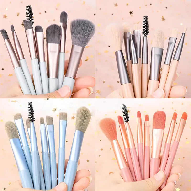 8Pcs Portable Makeup Brushes Set Cosmetic Powder Eye Shadow Foundation Blush Blending Concealer Beauty Make Up Tool Brushes Hot