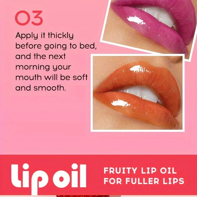 Fruit Hydrating Lip Glow Oil, Moisturizing Lip Plumper Gloss, Transparent Plumping Lip Gloss, Lip Oil, Lip Balm for Lip Care