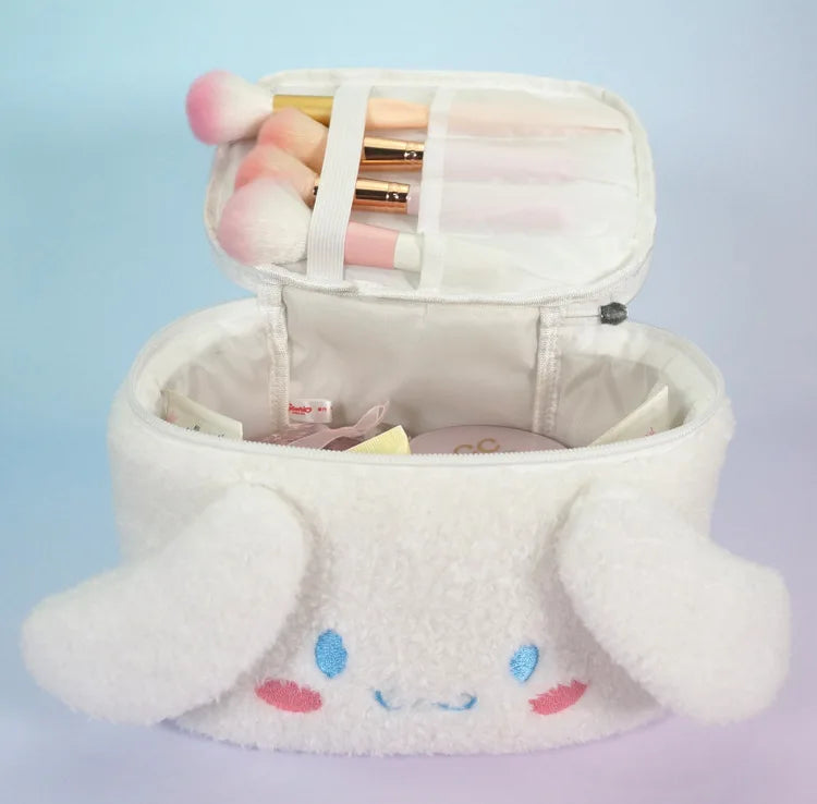 Sanrio Hello Kitty Plush Cosmetic Bag Cute Kuromi My Melody Zipper Large  Women Travel Make Up Toiletry Bag Washing Pouch Pouch