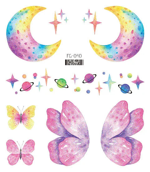 Purple Fairy Butterfly Tattoo Stickers Waterproof Eyes Face Stickers Glitters Body Art Fake Tattoos Dance Music Festival Make Up