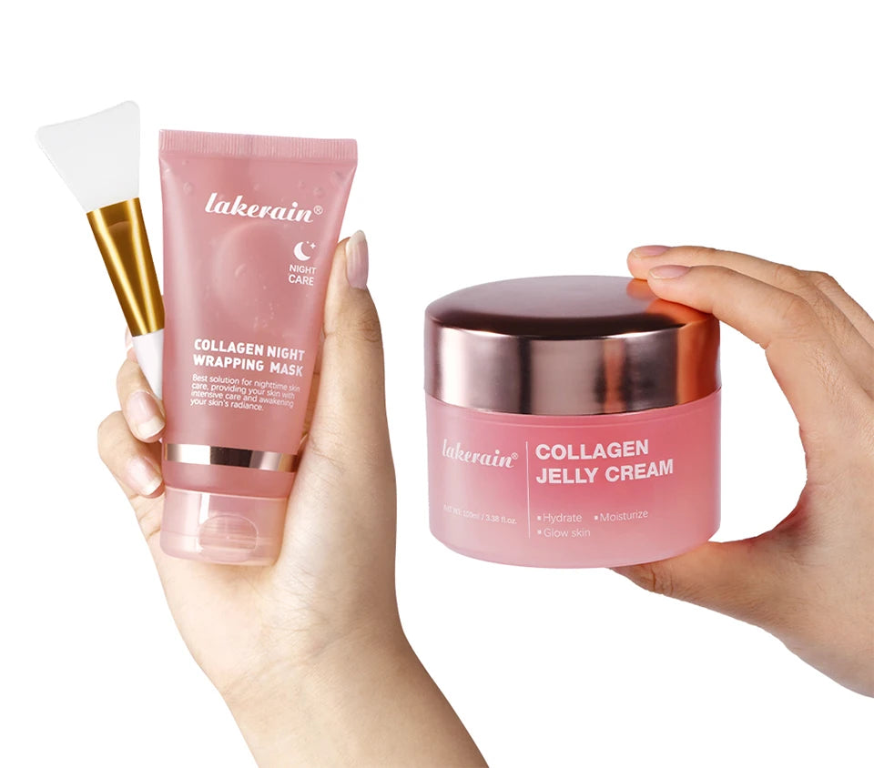 Lakerain Collagen Peeling Mask Rejuvenating Hydrolyzed Deeply Nourish Tighten Moisturizing Collagen Jelly Cream Set With Brush