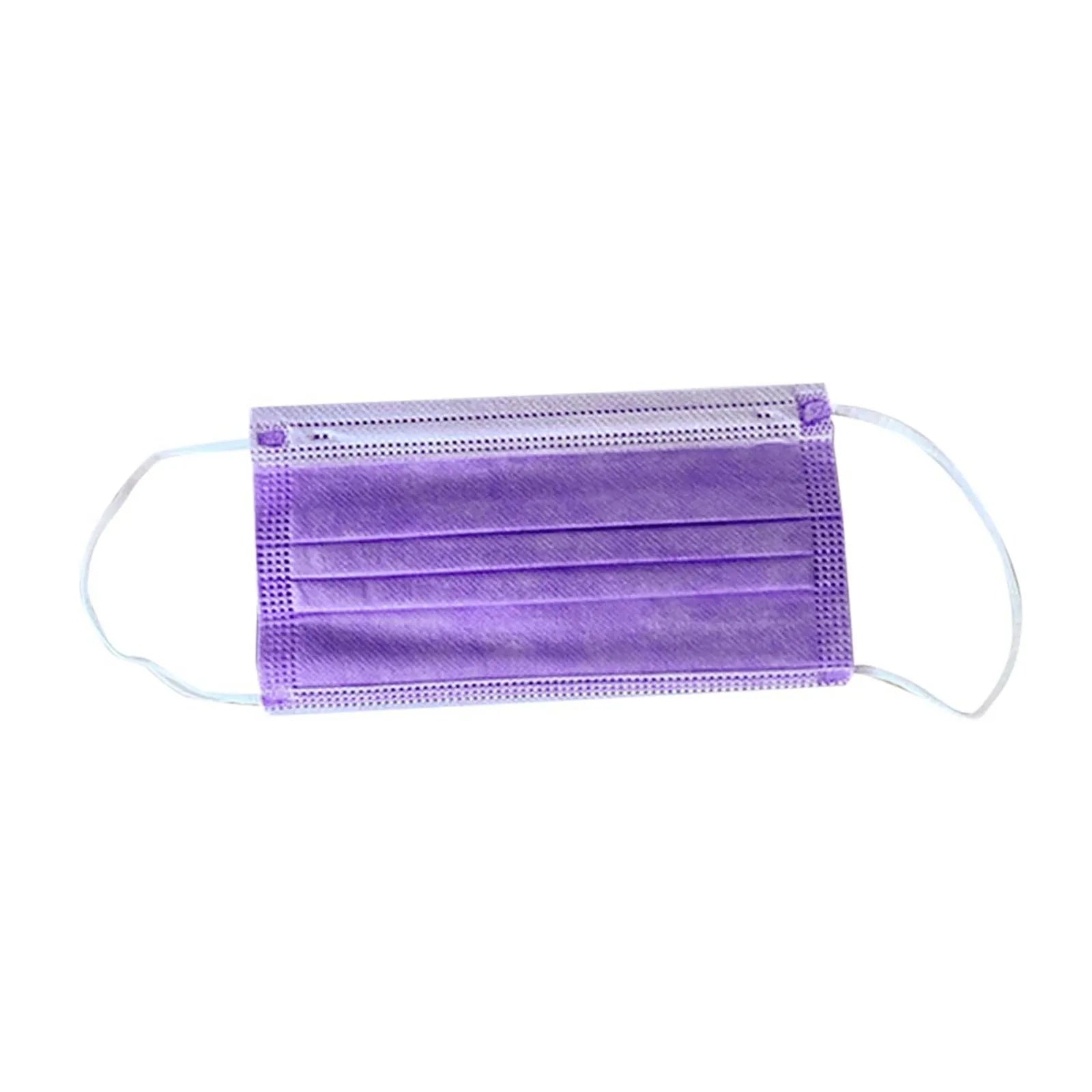 50pcs Women Man Solid Disposable Face Mask 3ply Ear Loop Anti-Pm2.5 Mask Fan Purple Disposable Mask Dustproof And Aesthetically