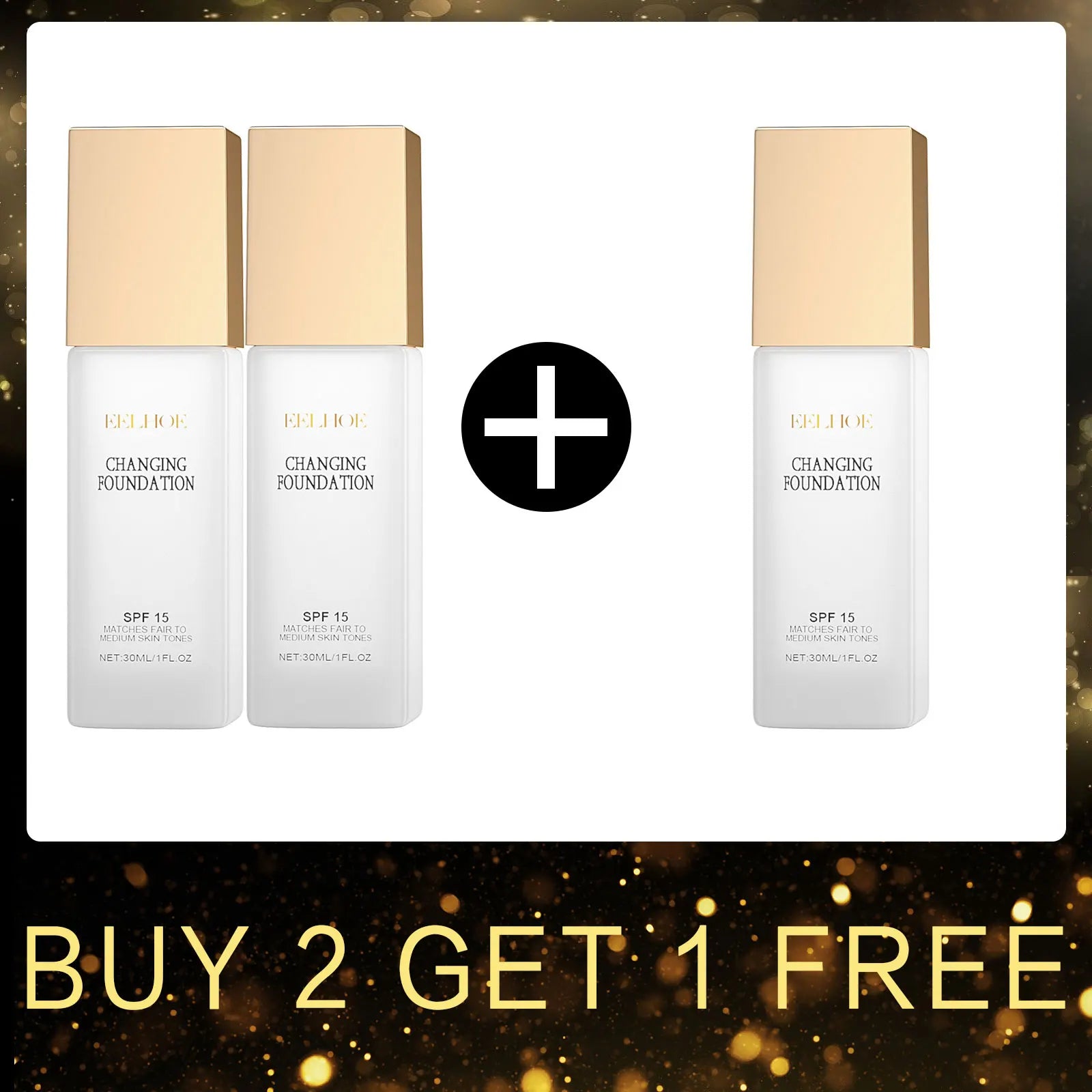 EELHOE Colour Changing Foundation Spf 15 Sun Protection Waterproof Oil Control Brighten Colour Changing Mature Skin Foundation