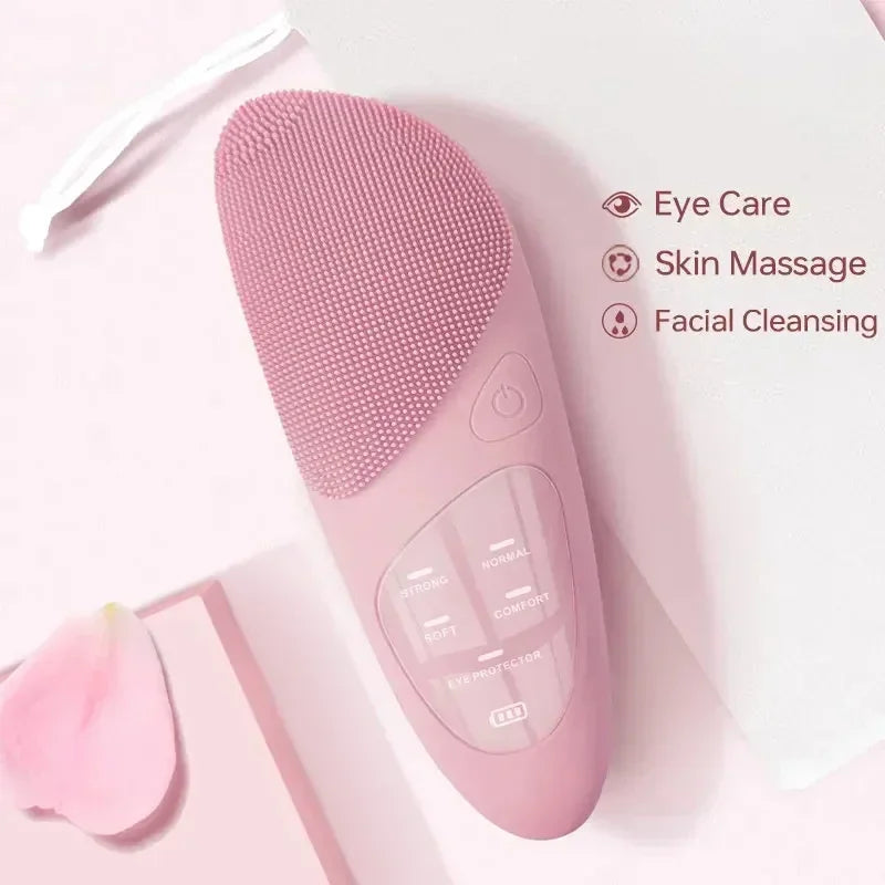Electric Silicone Cleansing Brush USB Sonic Deep Electric Cleansing Brush Pore Blackhead Remover Double Sided Face Wash Brush